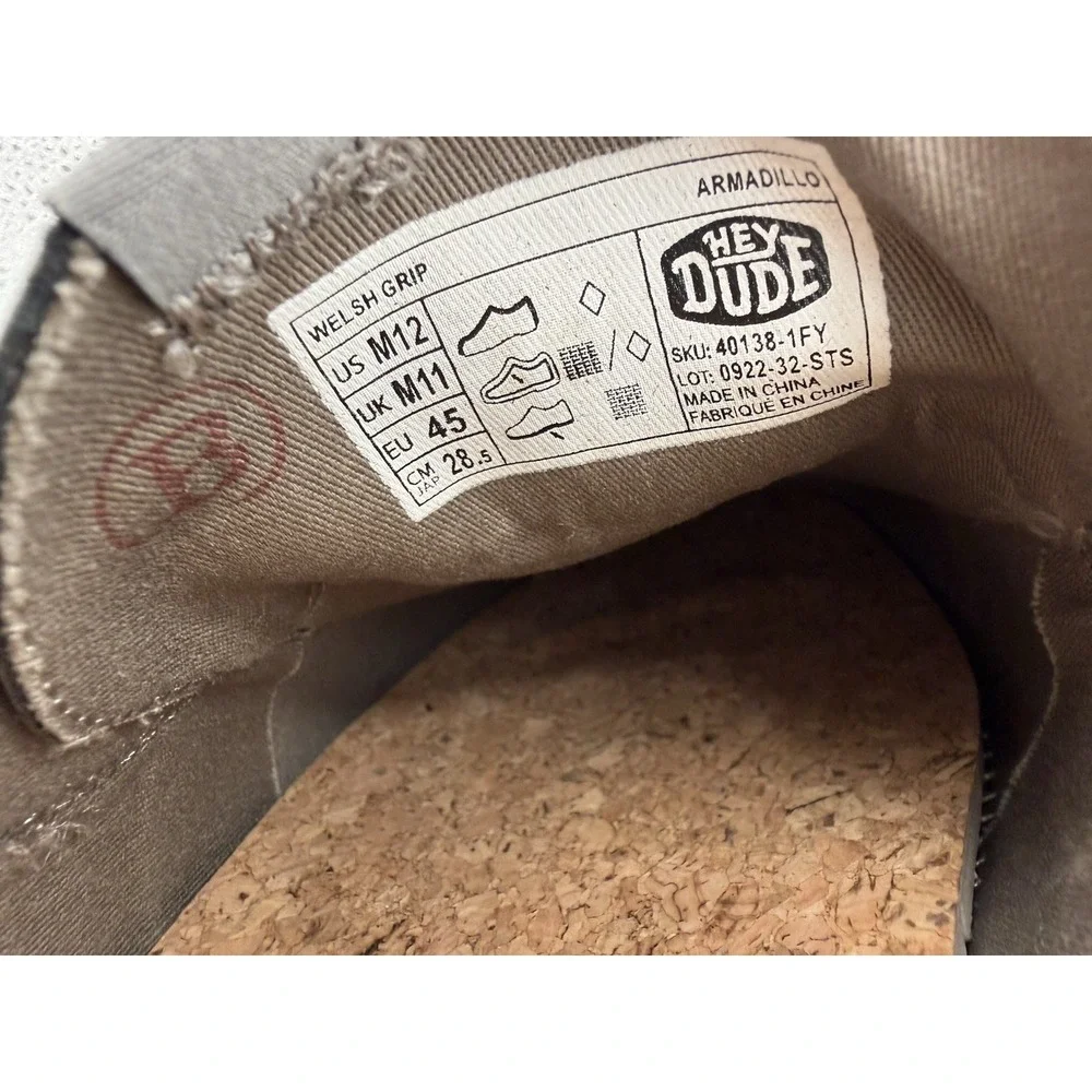 Hey Dude Welsh Grip Mens Size 12 Armadillo Gray Suede Casual Slip On Shoes NEW